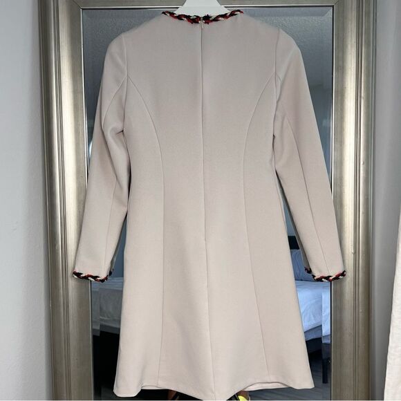 Korean A-Line Mini Length Dress Color Beige Threads Color Red Blue, Size S. - Picture 8 of 10